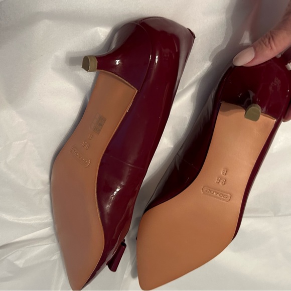 COACH Mandy kitten heel patent leather pump, Port wine color, - Picture 3 of 5